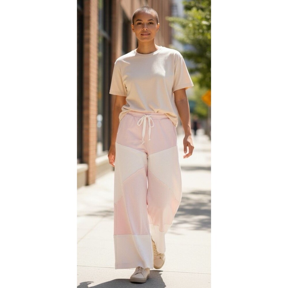 POL womens NEW! Wide leg drawstring patchwork pants Medium comfort